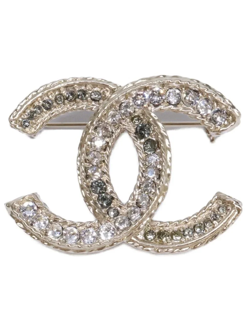 Chanel CC Logo Rhinestone Brooch